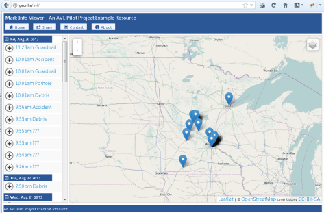 Operators can electronically mark the location of guardrails, debris, potholes and more.