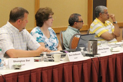 From left, Dave VanDeusen from MnDOT, LaDonna Rowden from the Illinois Department of Transportation, Magdi Mikhail from the Texas Department of Transportation and Samy Noureldin from the Indiana Department of Transportation. — at Holiday Inn Bloomington I-35W.