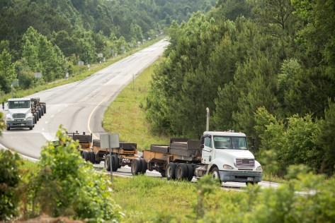 A test track at the National Center for Asphalt Technology in Alabama, MnROAD's hot-weather equivalent.